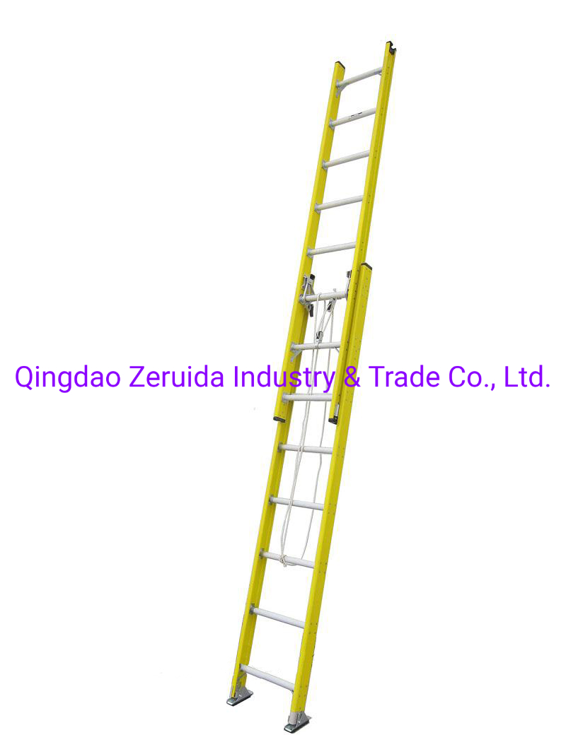 20 Steps Rope Operated Combination Extension Fiberglass Ladder / Aluminum Ladder