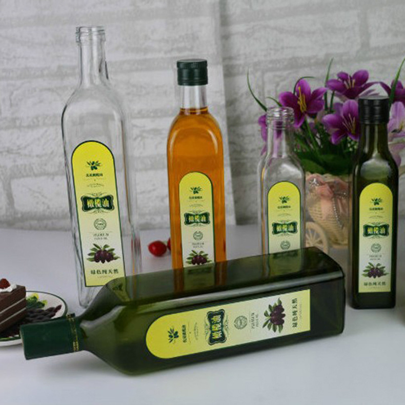 250ml 500ml 750ml 1000ml Square and Round Clear Marasca Glass Bottle Olive Oil Bottle