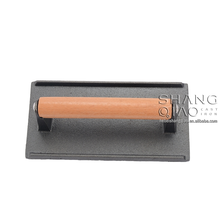 Heavy Duty Pre-Seasoned Cast Iron Square Burger Press Meat Press