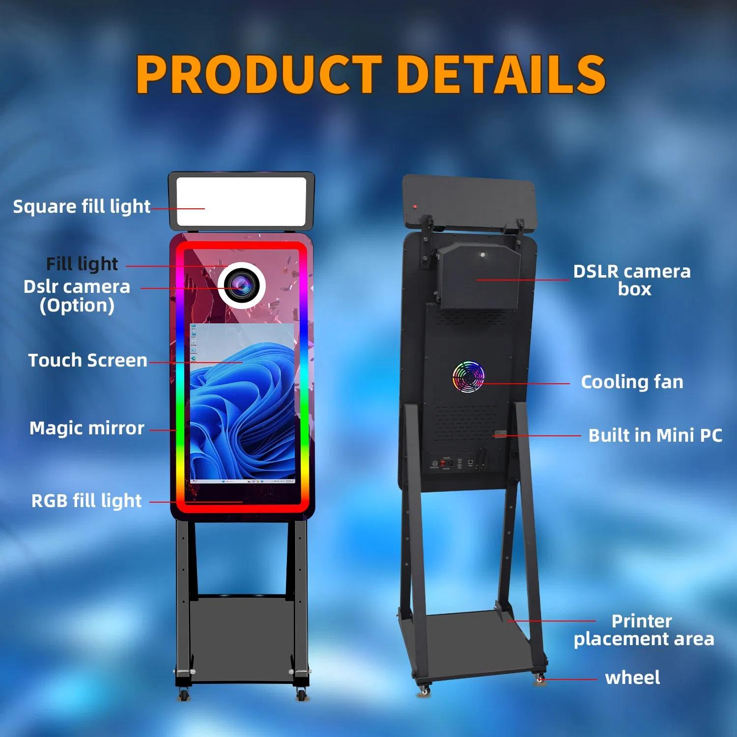 Винтажная фотобудка Magic Mirror с зеркалом и лампами