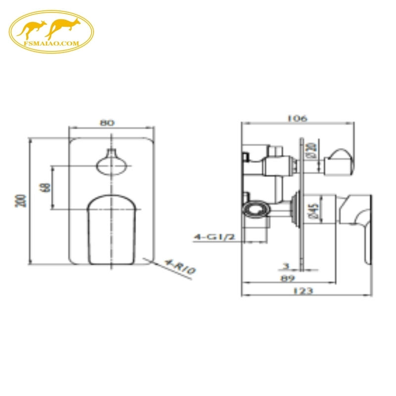 Brass Body Double-Hole Configuration Scratch-Resistant Surface Shower Mixer with Diverter