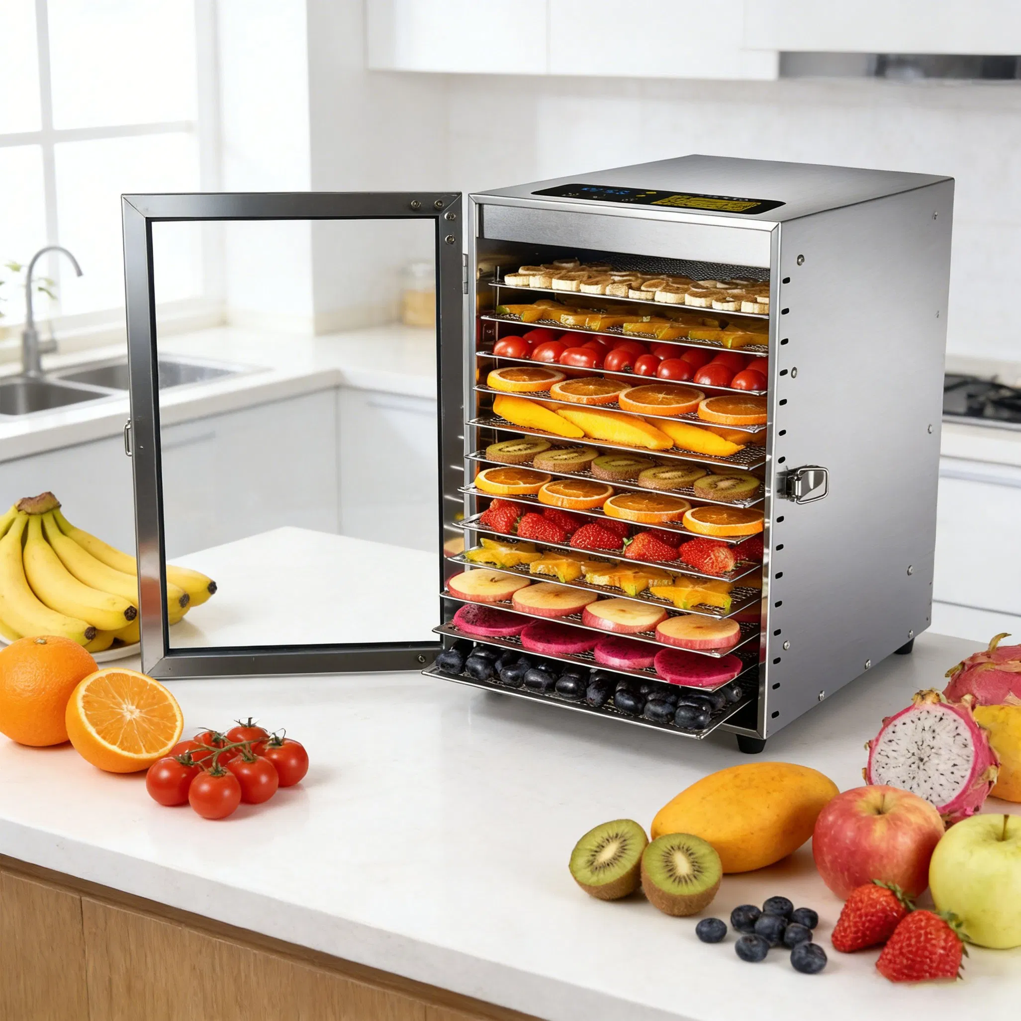 Stainless Steel 12 Trays Food Drying Jerky Biltong Maker Machine Fruit Dehydrator