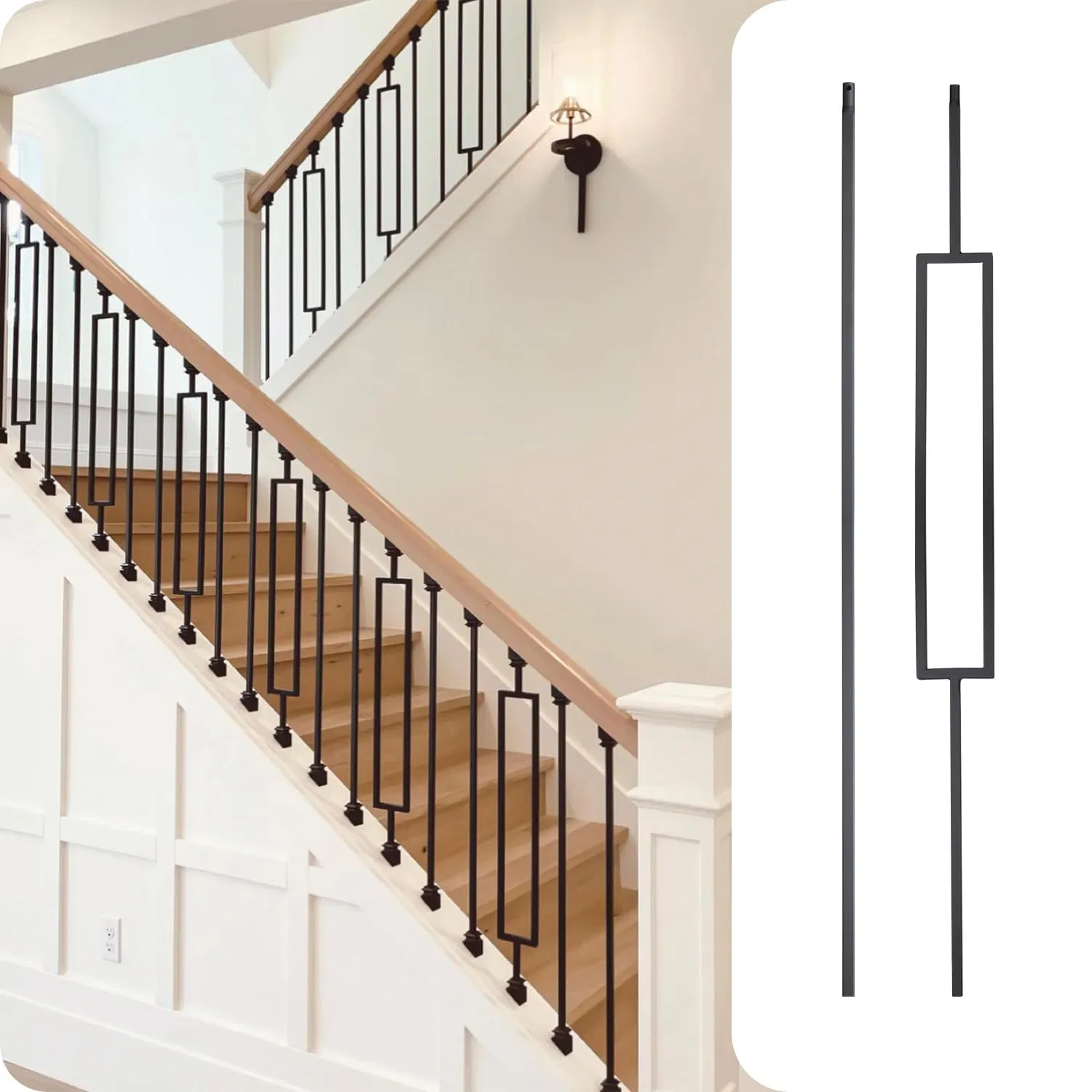 1/2-Inch Hollow Iron Spindles Satin Black Metal Railing