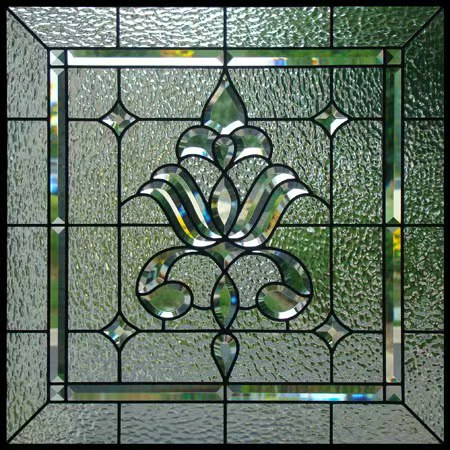 Custom Clear Bevelled Stained Glass Window Panel for Home