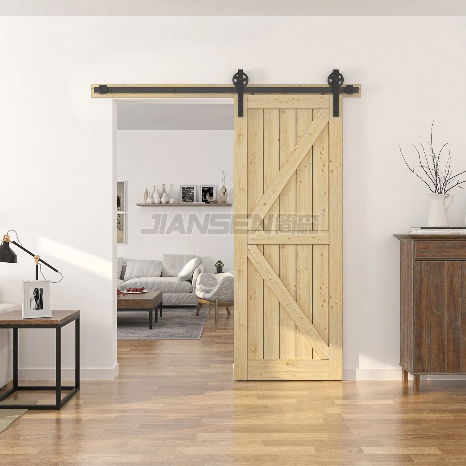 Antique Style Carbon Steel Wooden Door Sliding Barn Door Hardware Kit