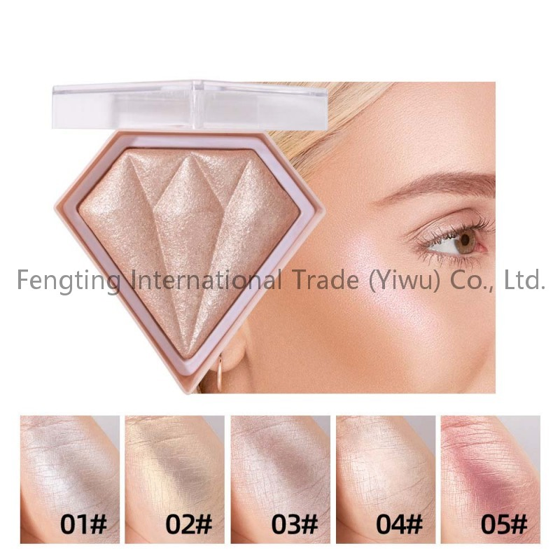 Cross-Border Mineral Contouring Diamond Highlighter Stereo Brightening Glitter Skin Tone Makeup Setting Powder Cake Blush