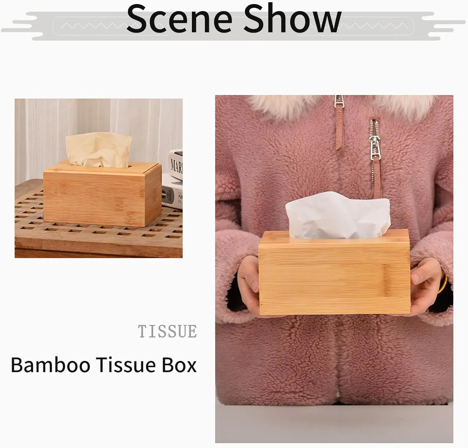 Bamboo Household Living Room Bedroom Office Desktop Tissue Box