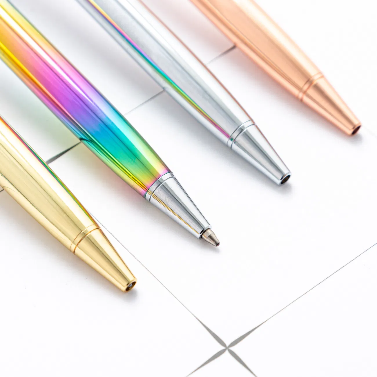Custom Retractable Ballpoint Pens, Metal for Business, Office & Gift, 1.0mm Medium Black Ink, Rainbow Colors