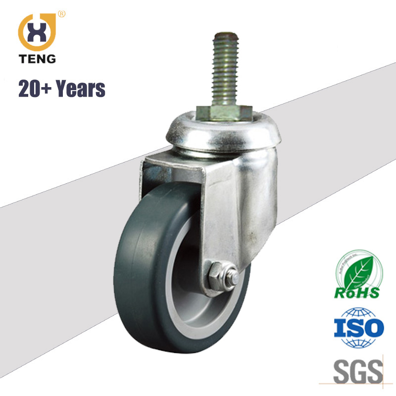 Factory Wholesale Price for 100mm Medium Duty Screw Thread Rubber Castor Wheels with Brake