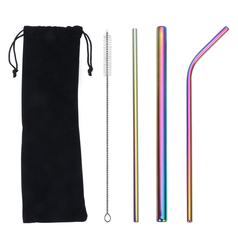 Factory Direct Wholesale Bar Accessories Good Grade 304 Metal Stainless Steel Straw Reusable Straw for Juice Drinking