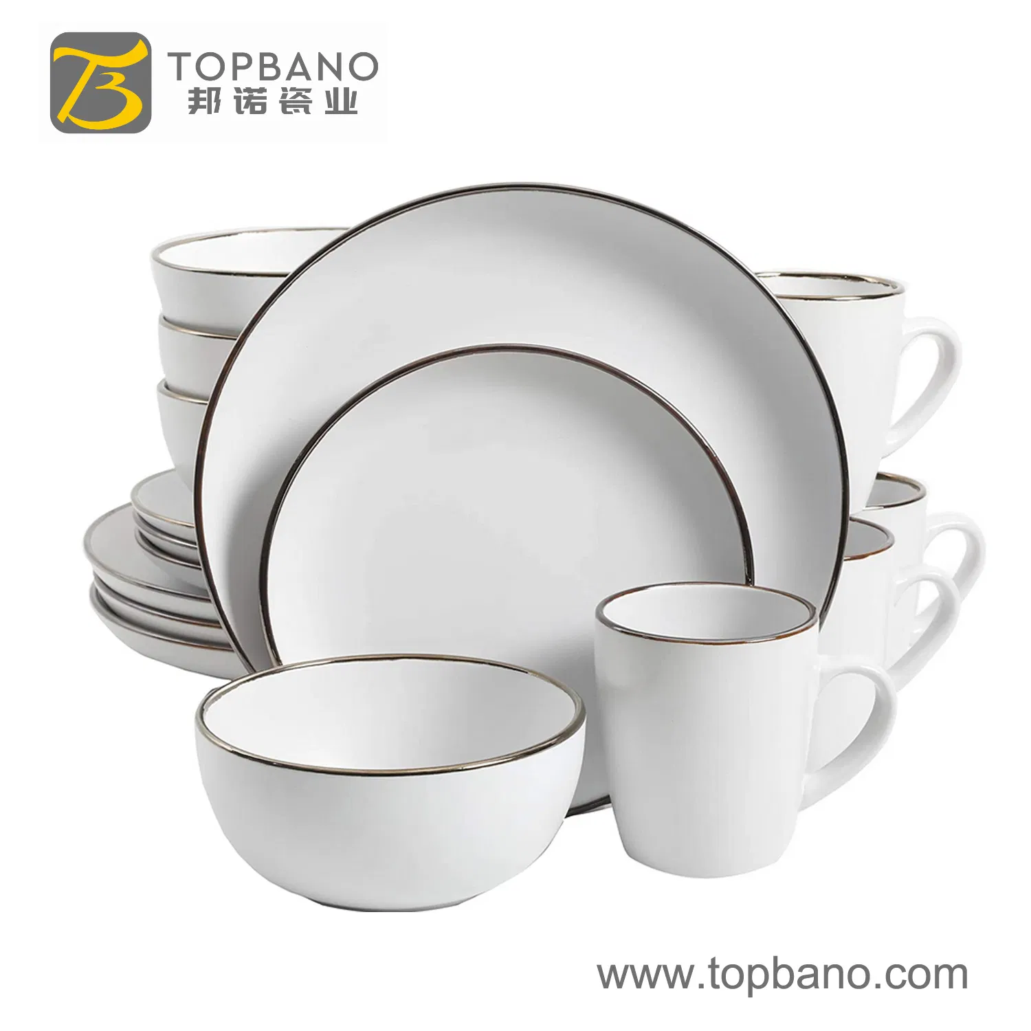 Topbano Mug Maker Porcelain Dinner Plate Ceramic Golden Hotel Dinner Set