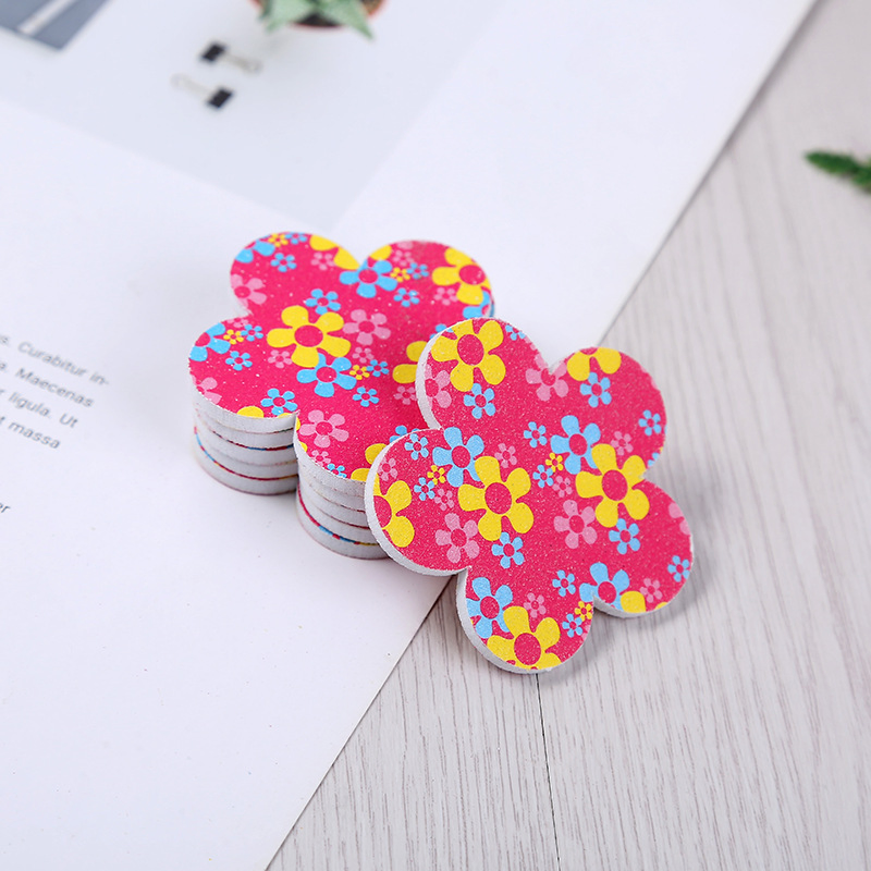 New Flower Shape Colorful Printing Style Double Sided Nail Files Cosmetic Manicure Pedicure Tool