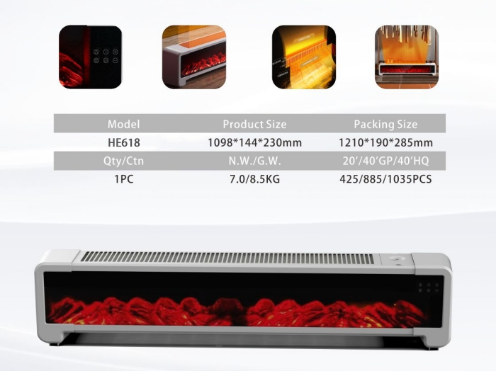 China Manufacturing Electric Electric Room Baseboard Air Heater for Bathroom with CE SAA