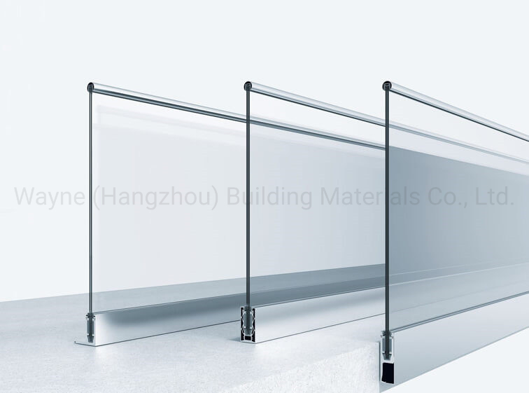 LED Frameless Glass Balustrade U Channel Glass Railing Aluminum Base Shoe Glass Railing for Indoor and Outdoor Application in Balcony Swimming Pool Fencing