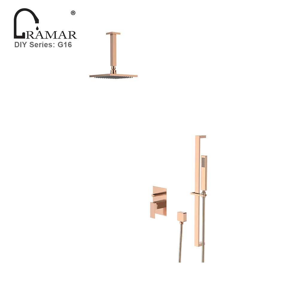 Concealed Bathroom Rain SPA Faucet Shower Set with Slide Bar