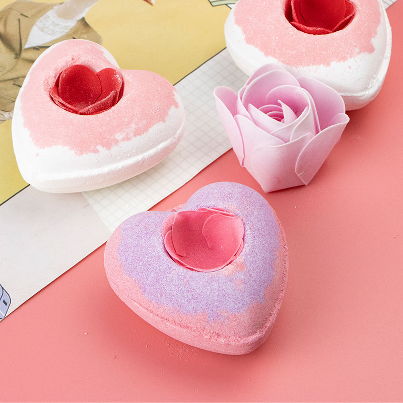 Natural Ingredients Organic Romantic Bath Bombs Natural Essential Oils Colorful Dessert Themed Fizzy Ball Love Bath Bomb