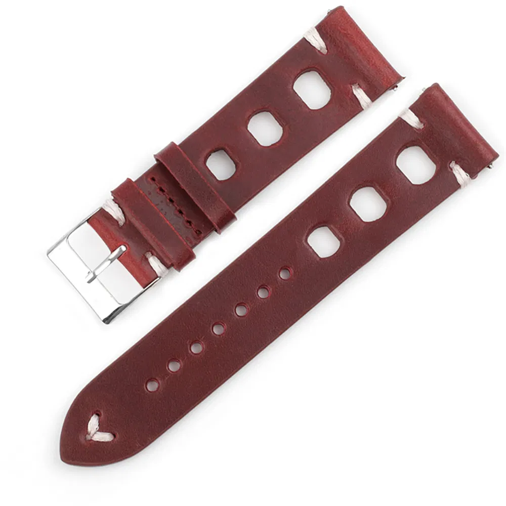 22mm New Arrival Holes Leather Watch Straps Breathability Leather Watch Bands