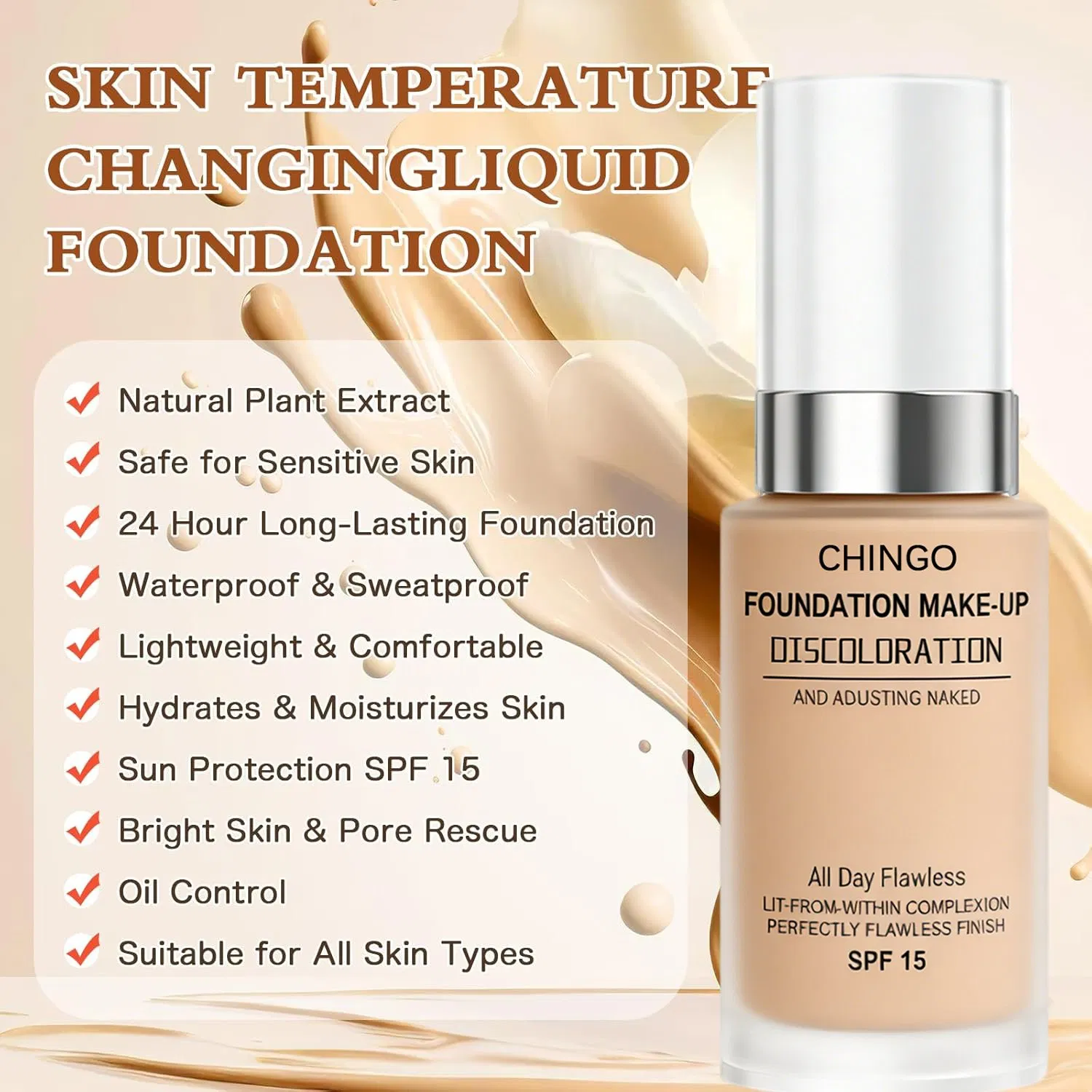 Full Coverage Concealing Smooth Flawless Liquid Foundation