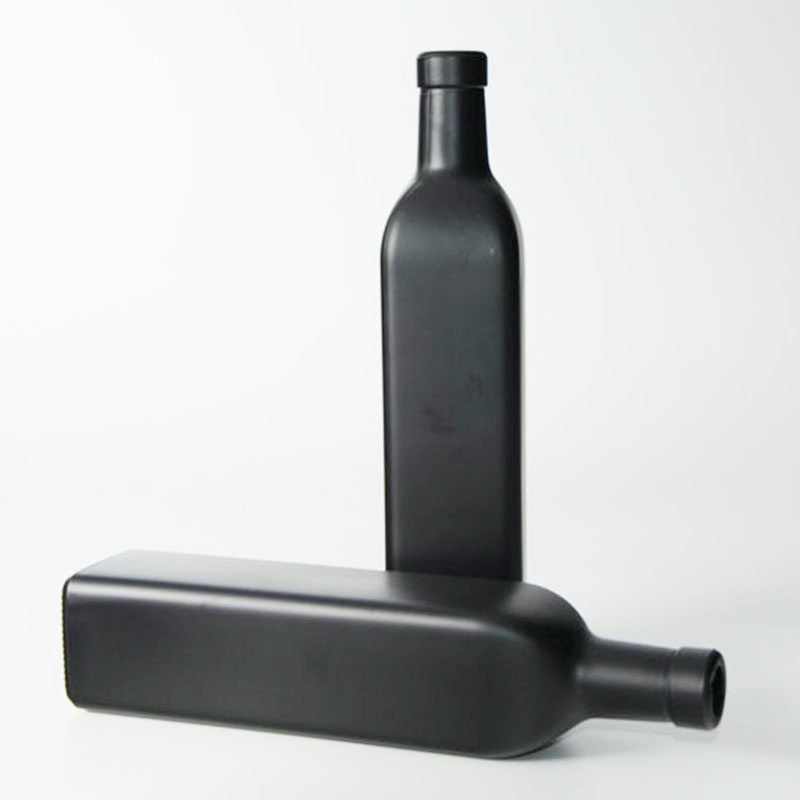 Fast Delivery 250ml 500ml 750ml 100ml Matte Black Glass Olive Oil Bottles with Metal Lid