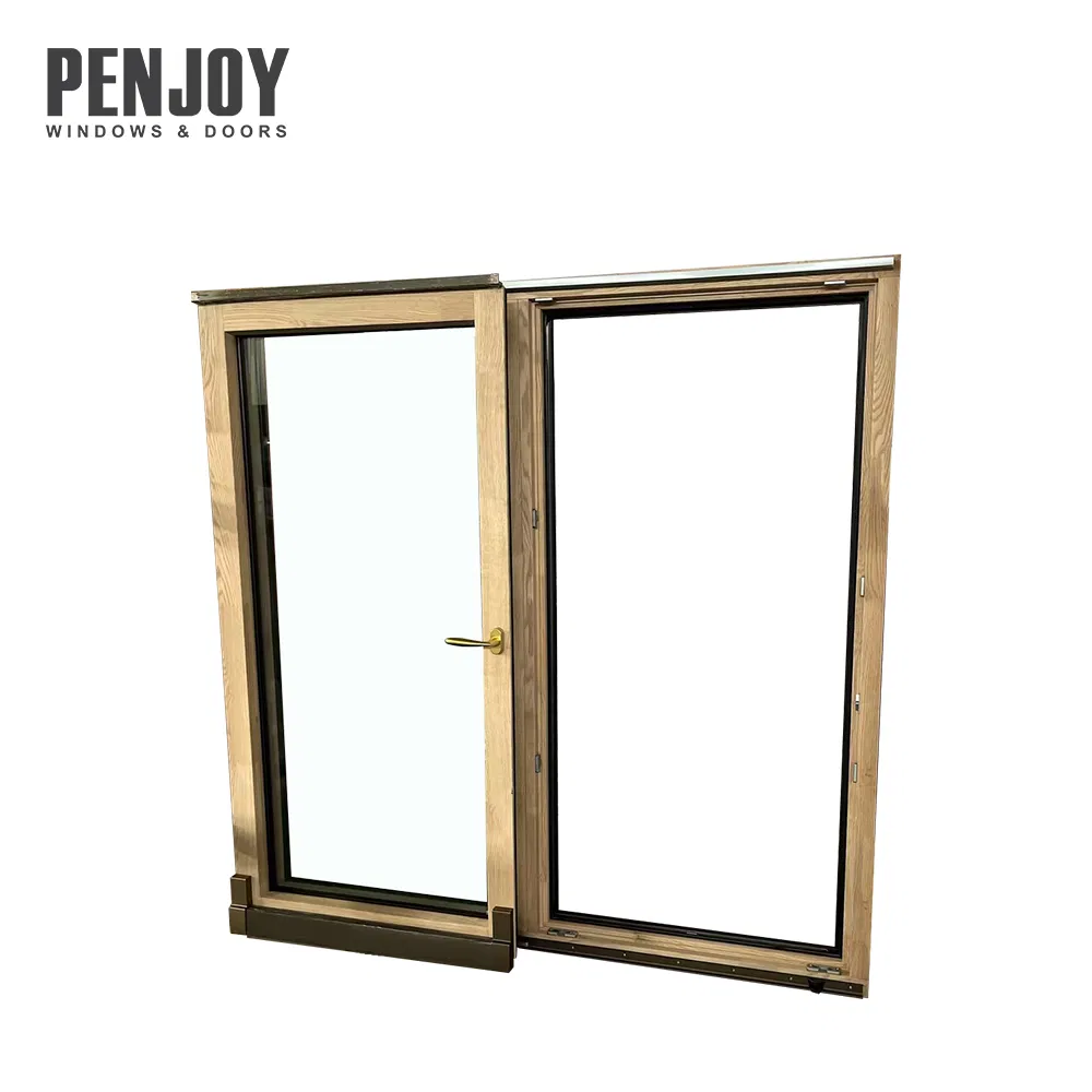 European Oak Solid Wood Clad Aluminum Insulated Soundproof Tilt and Sliding Wood Windows