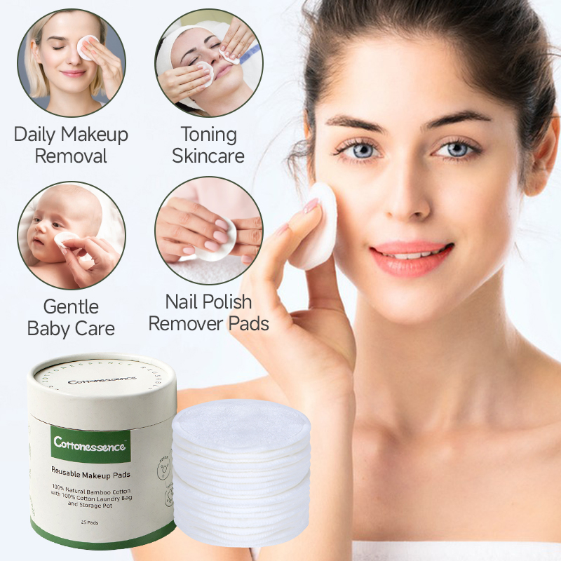 Reusable Bamboo Round Pads Make up Removal with Mesh Bag
