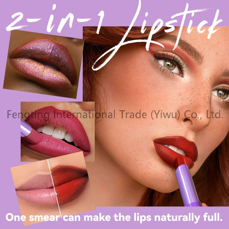 Beauty Makeup Long Lasting Matte Lipstick Double-Color Lipstick Set Glitter Matte Moisturizing Not Easy to Touch The Cup Lip Stick Set