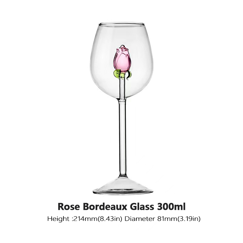 OEM Creative Handicraft Borosilicate Champagne Wine Glass Cup Inner Rose Champagne Glasses