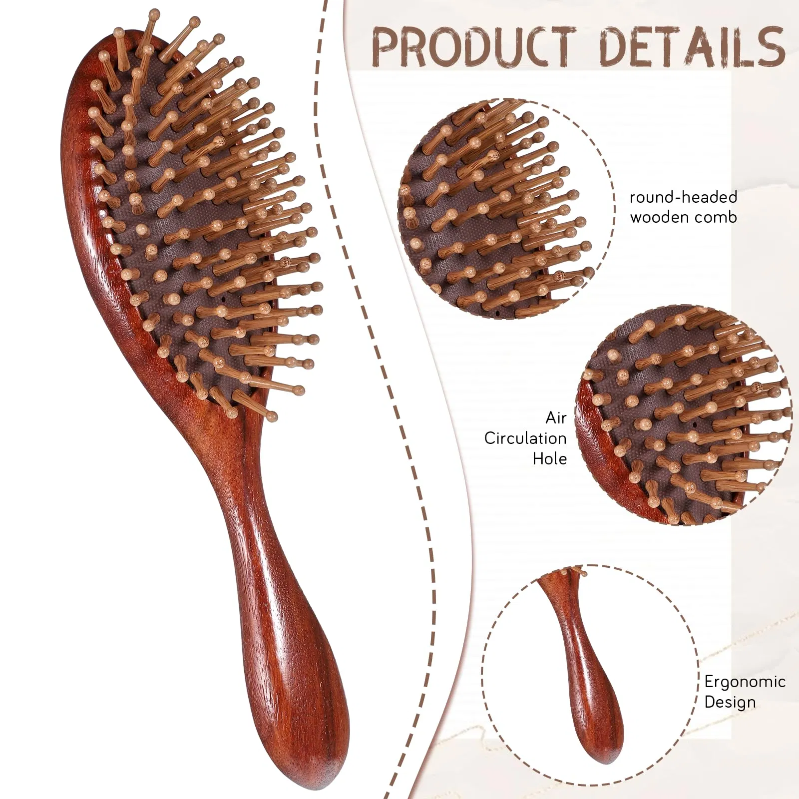 Wooden Massage Hair Brush Comb