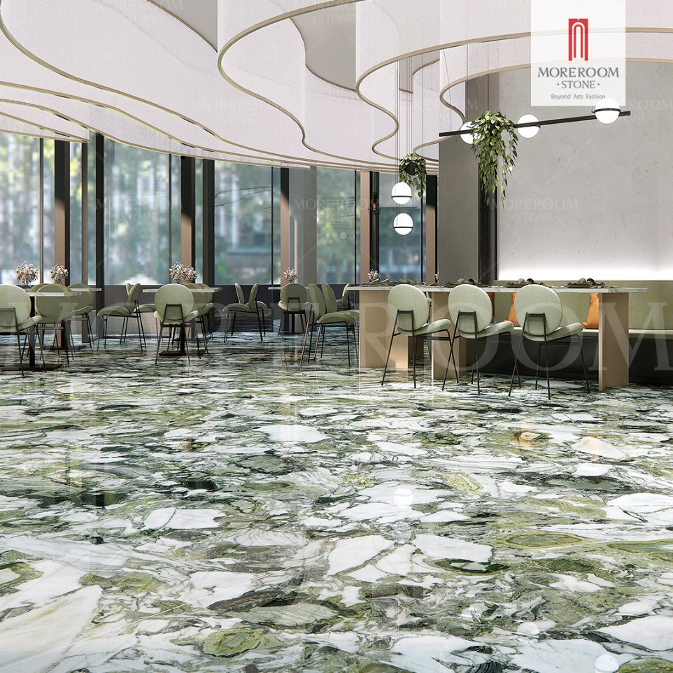 Artificial Emerald Green Porcelain Slab Wall Sintered Stone Counter Top for Villa Interior and Exterior