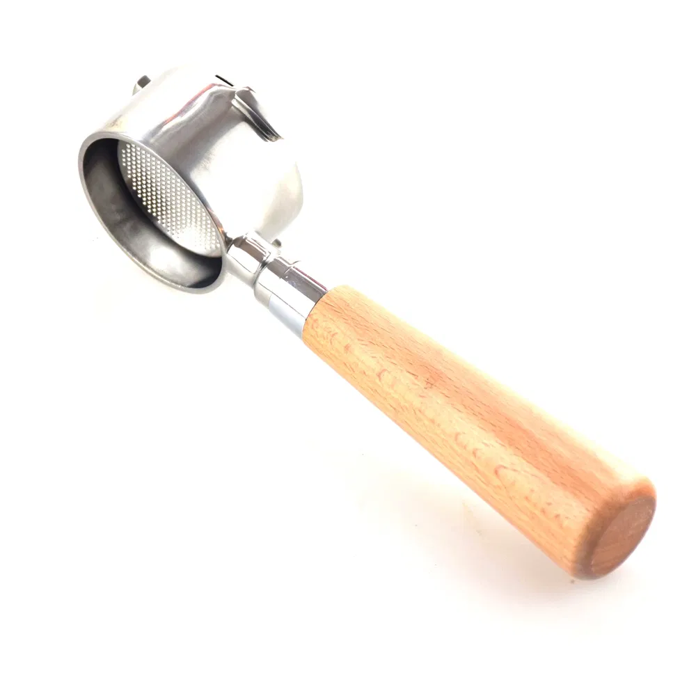 Stainless Steel Coffee Espresso Bottomless Wooden Handle Portafilter 58mm