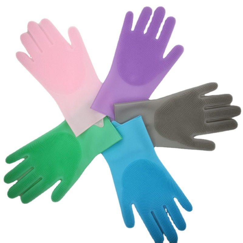 High Quality Reusable Silicone Gloves with Wash Scrubber
