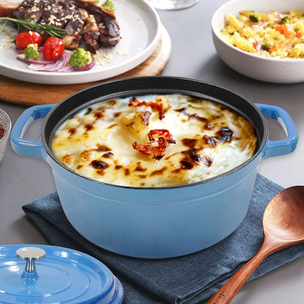 Чугунная эмалированная кастрюля-кассероль 3.5 л