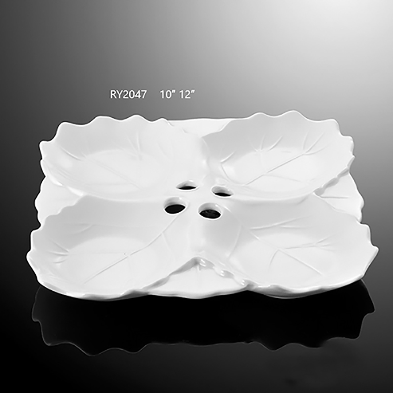 Special Shaped 4 in 1 Divided Porcelain Plate Separate Plate for Restaurant Used