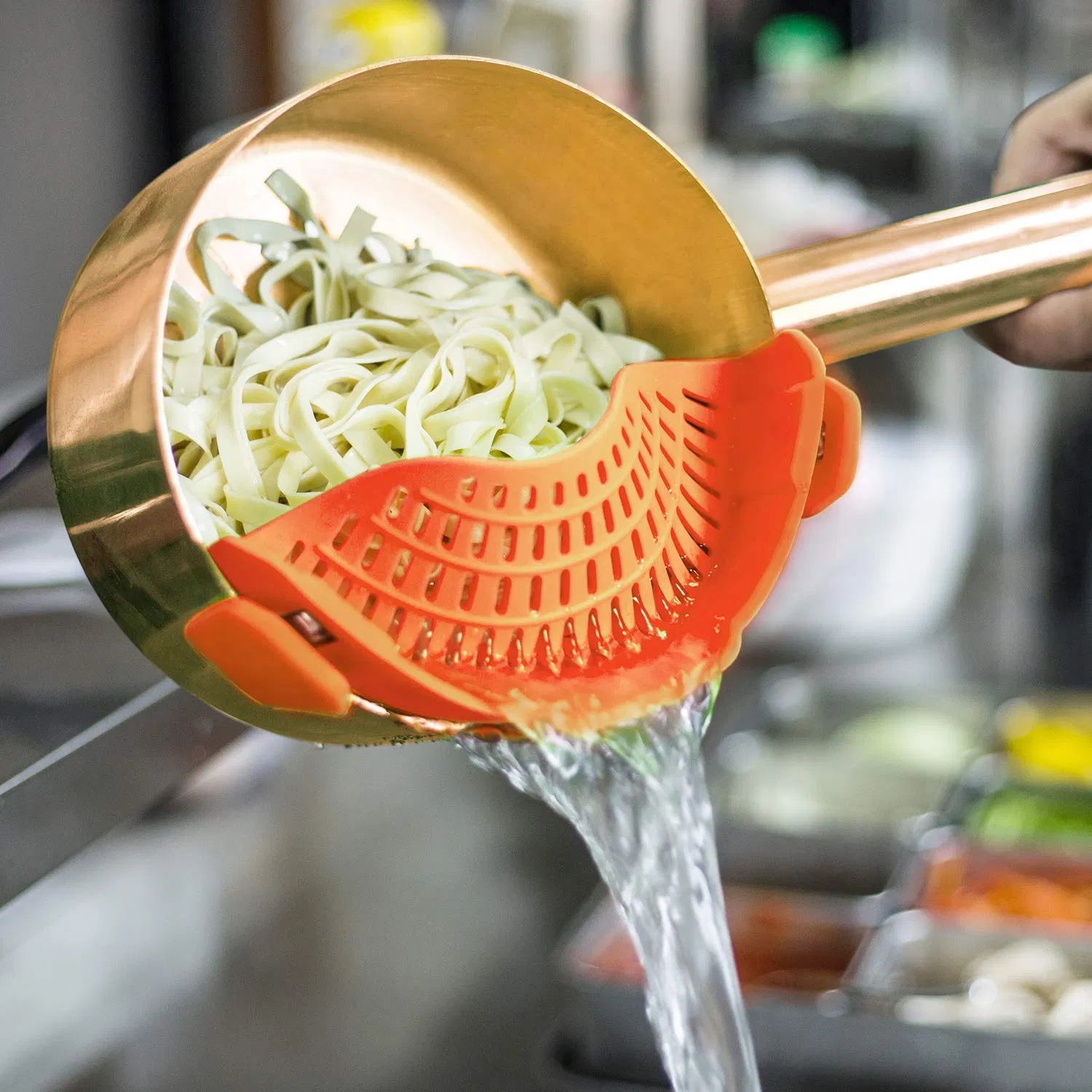 Silicone Pasta Pots Pans Strainer Clip Food Strainer Silicone Kitchen Colander Strainer