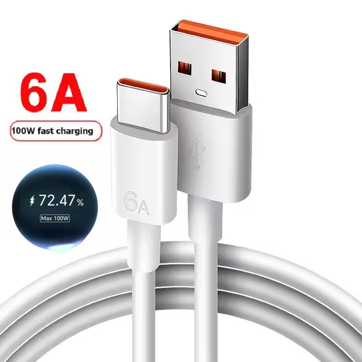 Кабель USB-A на USB-C 6A, 1 метр, быстрая зарядка