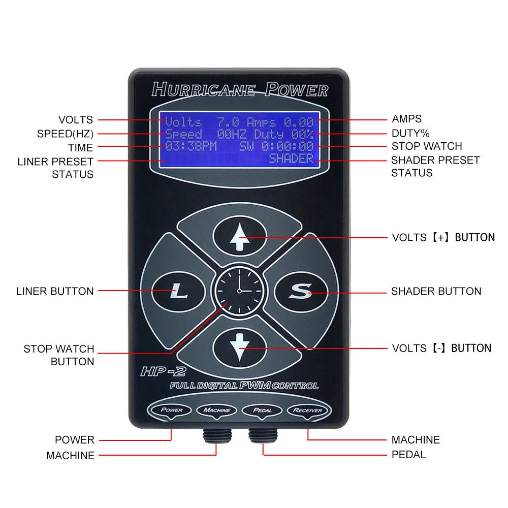 Hot Sale High Quality Popular HP-2 Hurricane LED Tattoo Power Supply