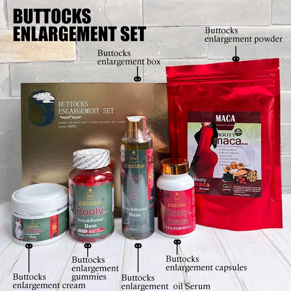 100% Organic Herbal Butt Booty Enlargement Ultimate Booty Black Maca Set Sexy Hip Buttock Enlargement Essential Oil Cream Daily