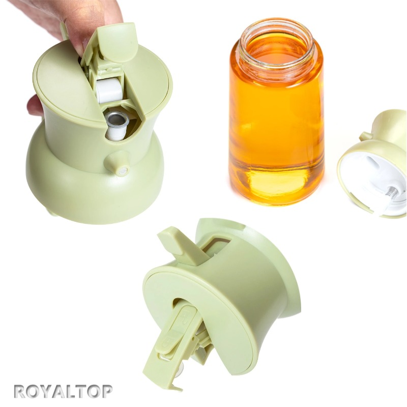 Kitchen Non-Drip 550ml Glass Bottle Cooking Oil Dispenser 2 in 1 Spray Olive Oil Sprayer with Green ABS Pump Cap