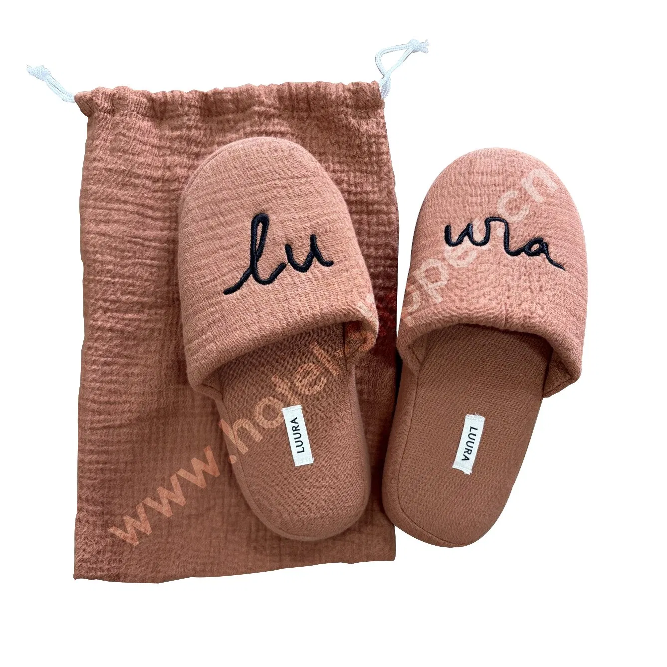 Comfortable Handmade Cotton Slippers for Hotel Use with Cork PU Sole