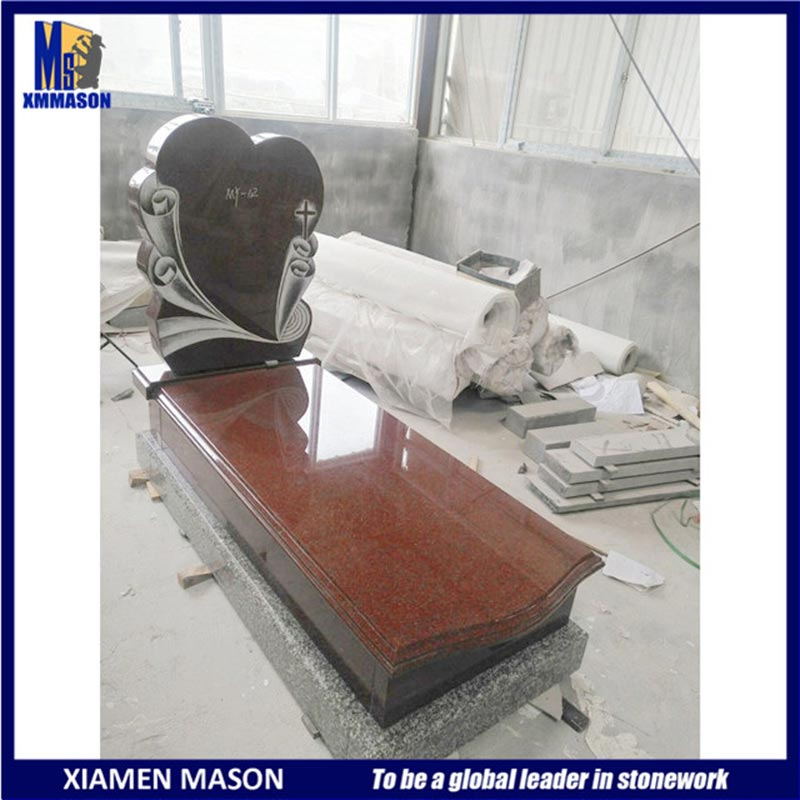 European Tombstone with Cross Shape Carving Granite Headstone