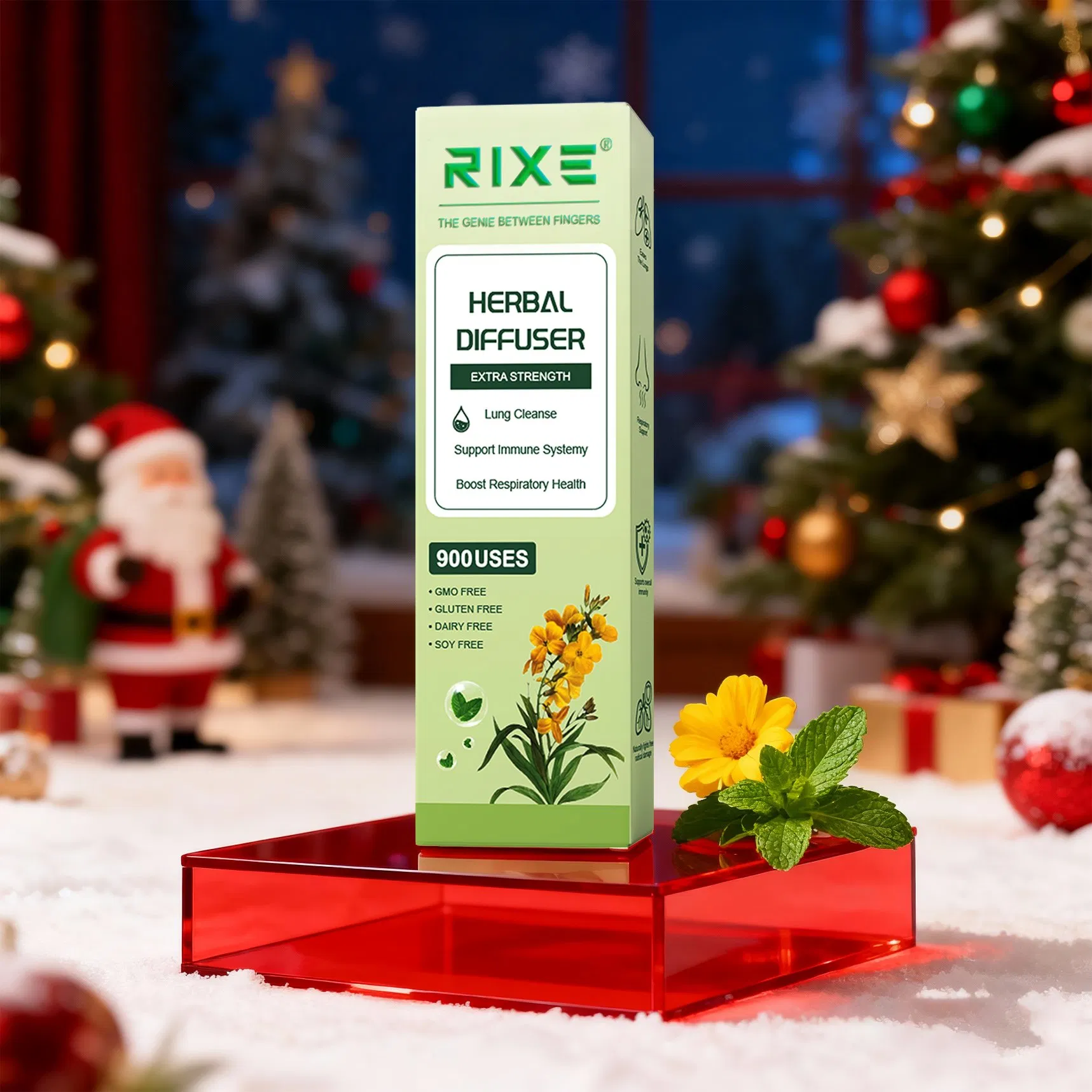 Herbal Diffuser Pen with Extracts of Mullein, Thyme and Mint for Lung Cleansing, Breathing Improvement, Oral Air Freshening and Quitting Bad Habit - 900 Uses