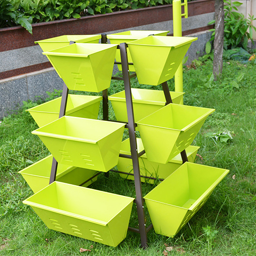 Wholesale Four Sides 3-Tier Metal Raised Garden Planter Flower Pots for Flower Vegetable Herb Planting