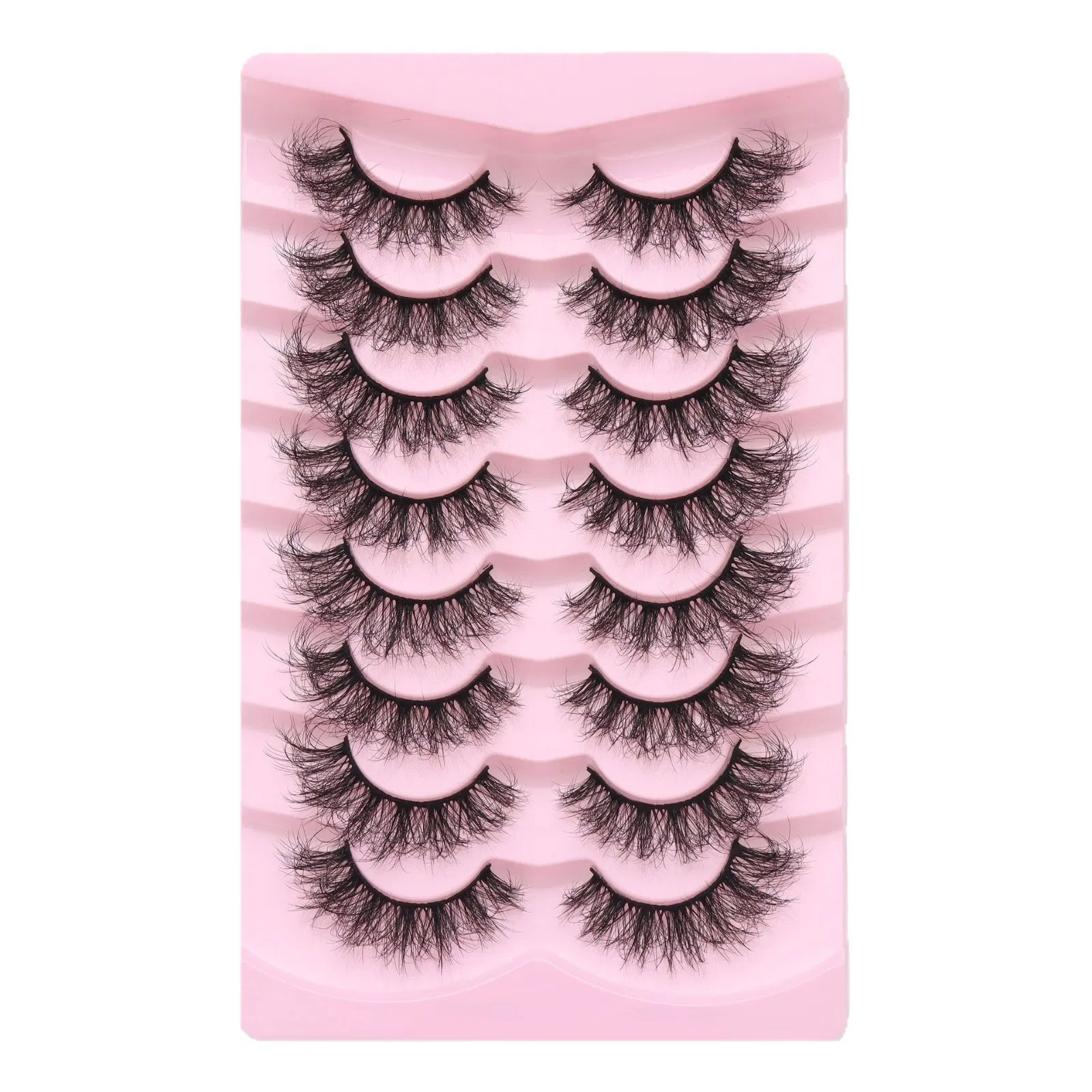 9d Synthetic Hair Anime Extended Eyelashes Thick Fluffy Curly 8 Pairs Set