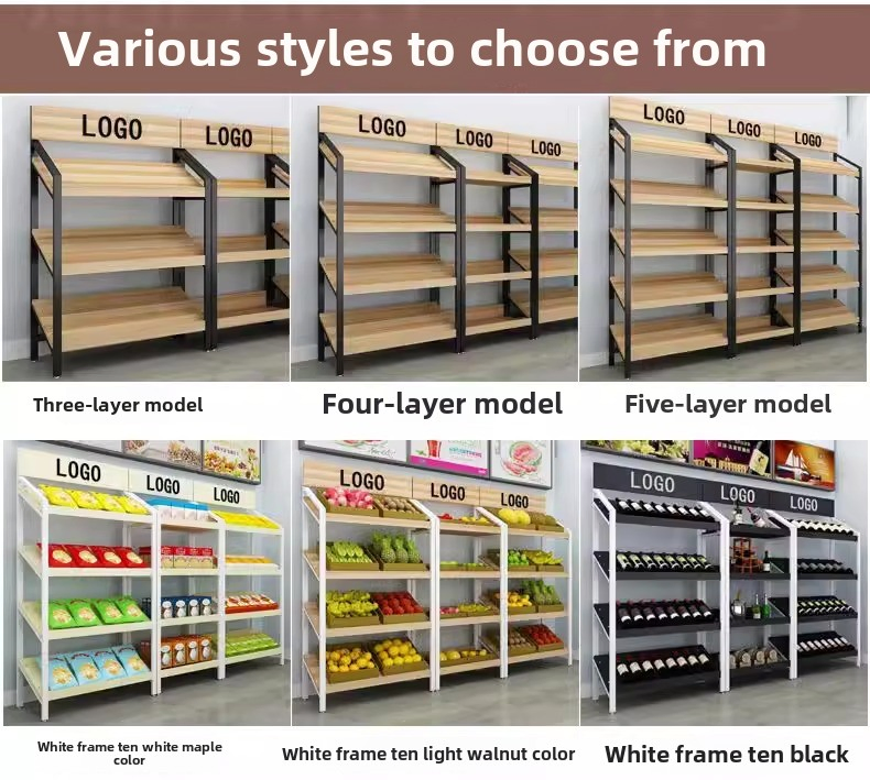 High Quality Steel and Wood Display Rack Supermarket Retail Store Display Rack