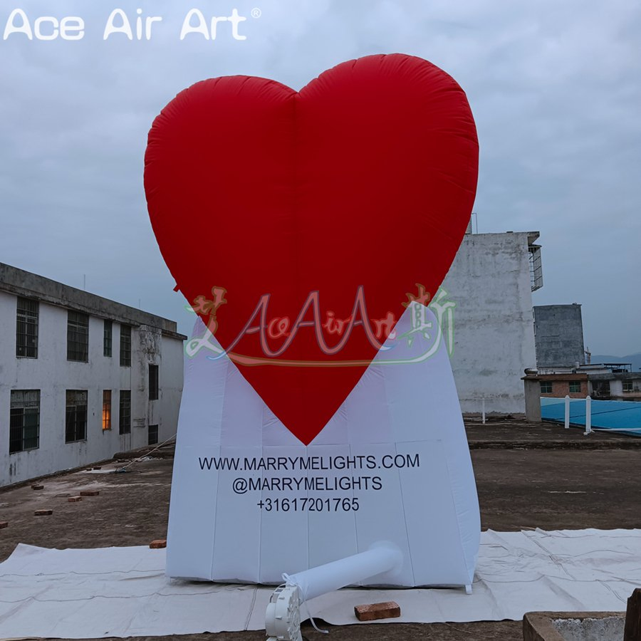 Custom Inflatable Advertising Heart Model Pop up Illuminated Hearts Mockup with LED Light for Wedding/ Valentine's Day/Promotion/Decoration