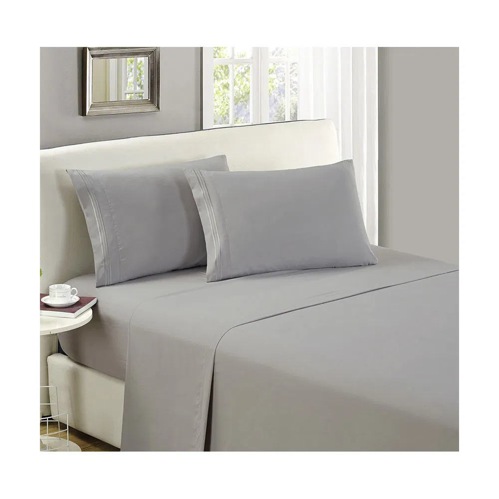 Premium Silver Microfiber Queen Sheet Set - Soft & Affordable