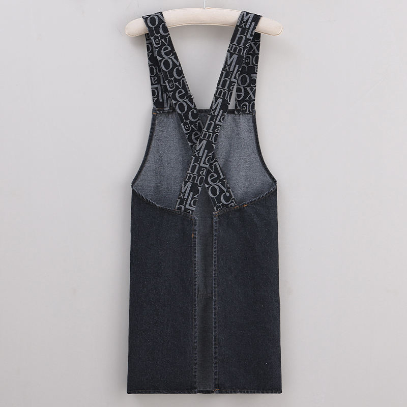 Denim Fabric Double Pockets Customize Embroidery Logo Painting Custom Multiple Colors Apron