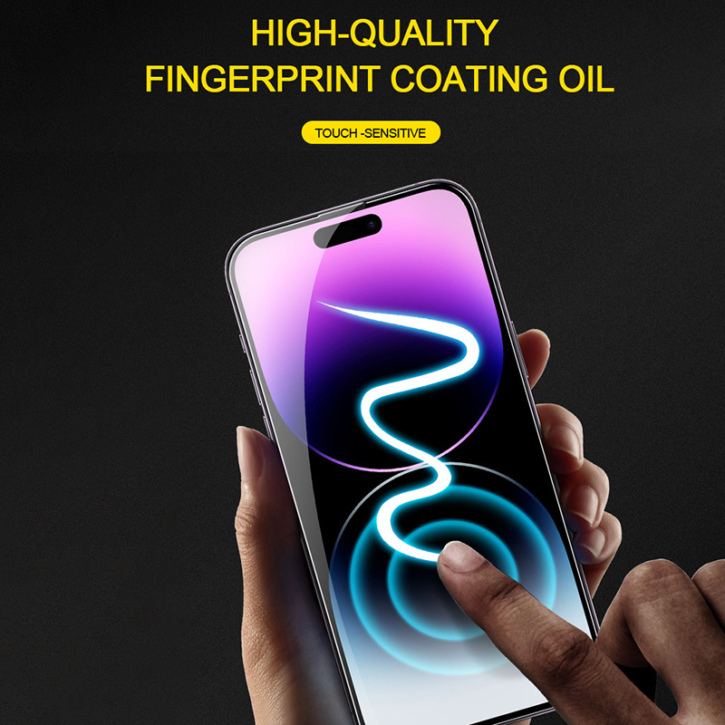 for iPhone 14 PRO Max Silk Printing HD Clear Tempered Glass Phone Screen Protector with Easy Installation Tool