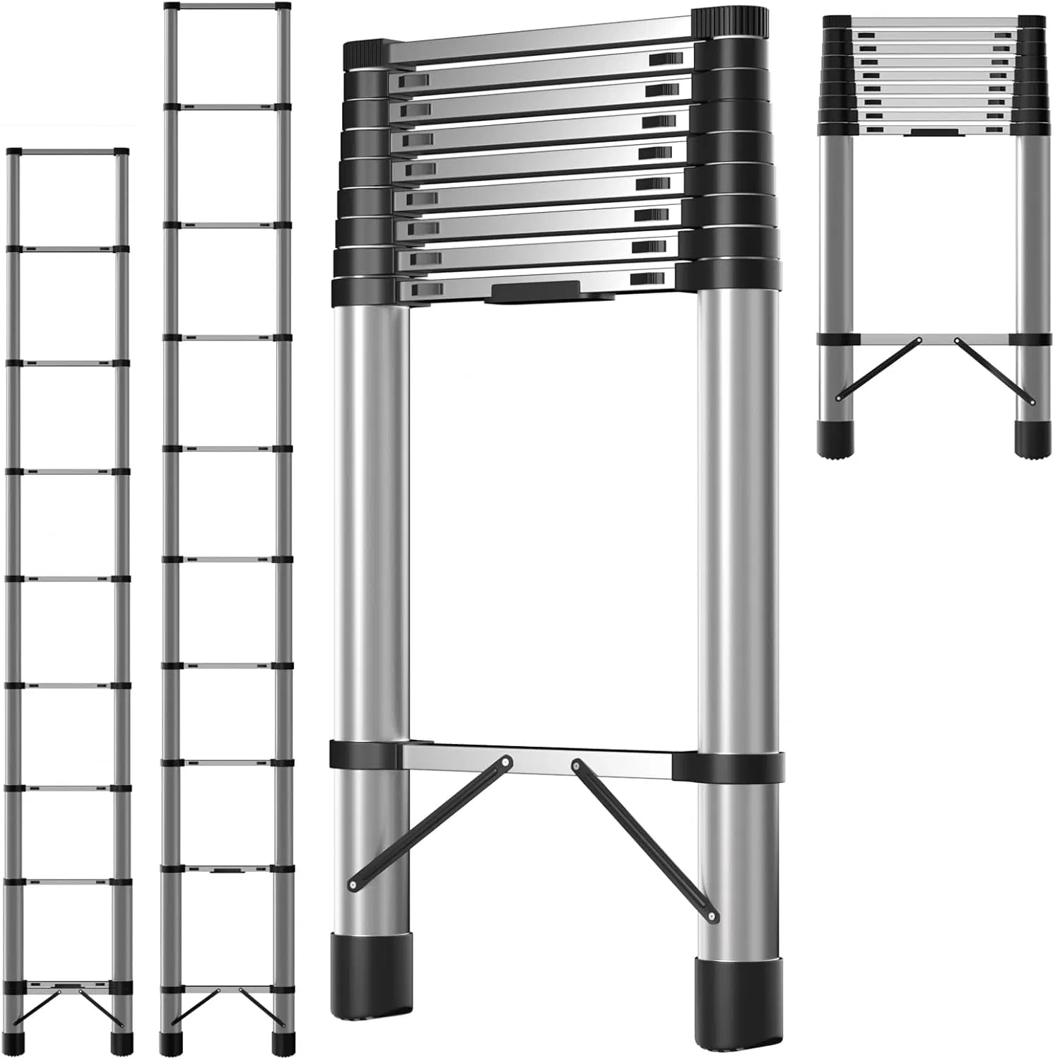 Factory Supply Stainless Steel Multi-Purpose Telescopic Ladder Foldable Extension Ladder with En131 Certified