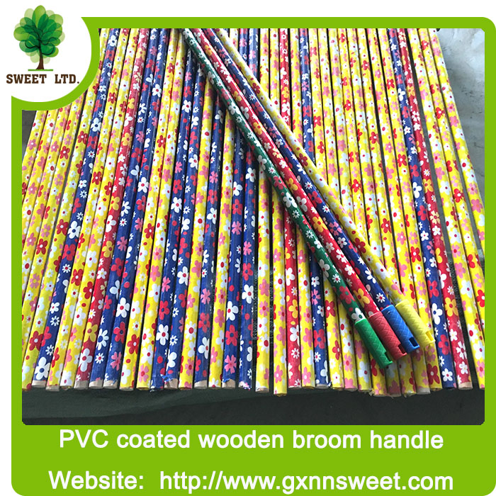 Factory Direct Sale PVC Coated Wooden Broomstick Wooden Stick Wooden Broom Handle